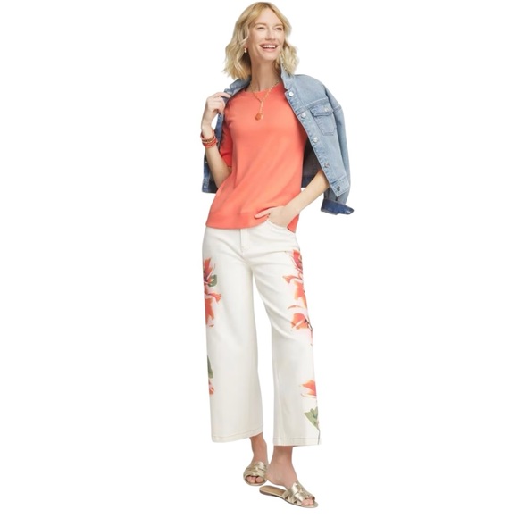 Chico's Pima Cotton Bateau Neck Tee Shirt Sunset Peach Women’s Size 2 LARGE NWT - Picture 6 of 15